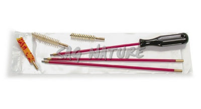 KIT PULIZIA CARABINA IN BUSTA PLAST. C/BACCHET. ACCIAIO PLASTIF. A 3 PZ, SCOVOLI LANA, SETOLA E BRONZO A SPAZZOLA