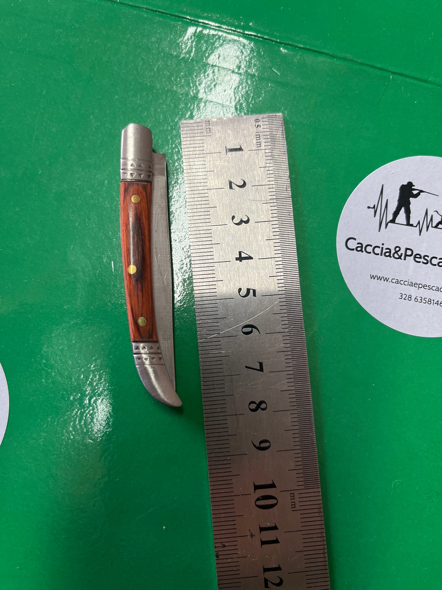 COLTELLO STILETTO VIROLA INOX CON MANICO LEGNO LAMA 6 CM