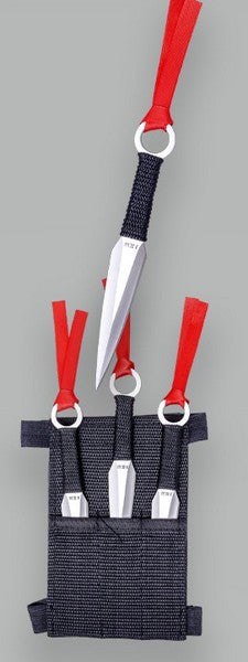 RIPRODUZIONE SET 3 PEZZI COLTELLO LANCIO CON 1 BORDO SINGOLO ACCIAIO INOSSIDABILE LUNGHEZZA TOTALE 15 CM – FODERO NYLON