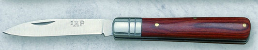 COLTELLO TASCABILE CON MANICO LEGNO ROSSO VIROLA ACCIAIO LAMA 6,5 CM
