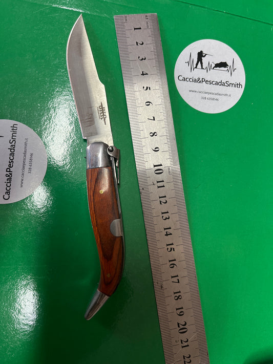 COLTELLO TASCABILE CON MANICO LEGNO TESTINA INOX LAMA 9 CM