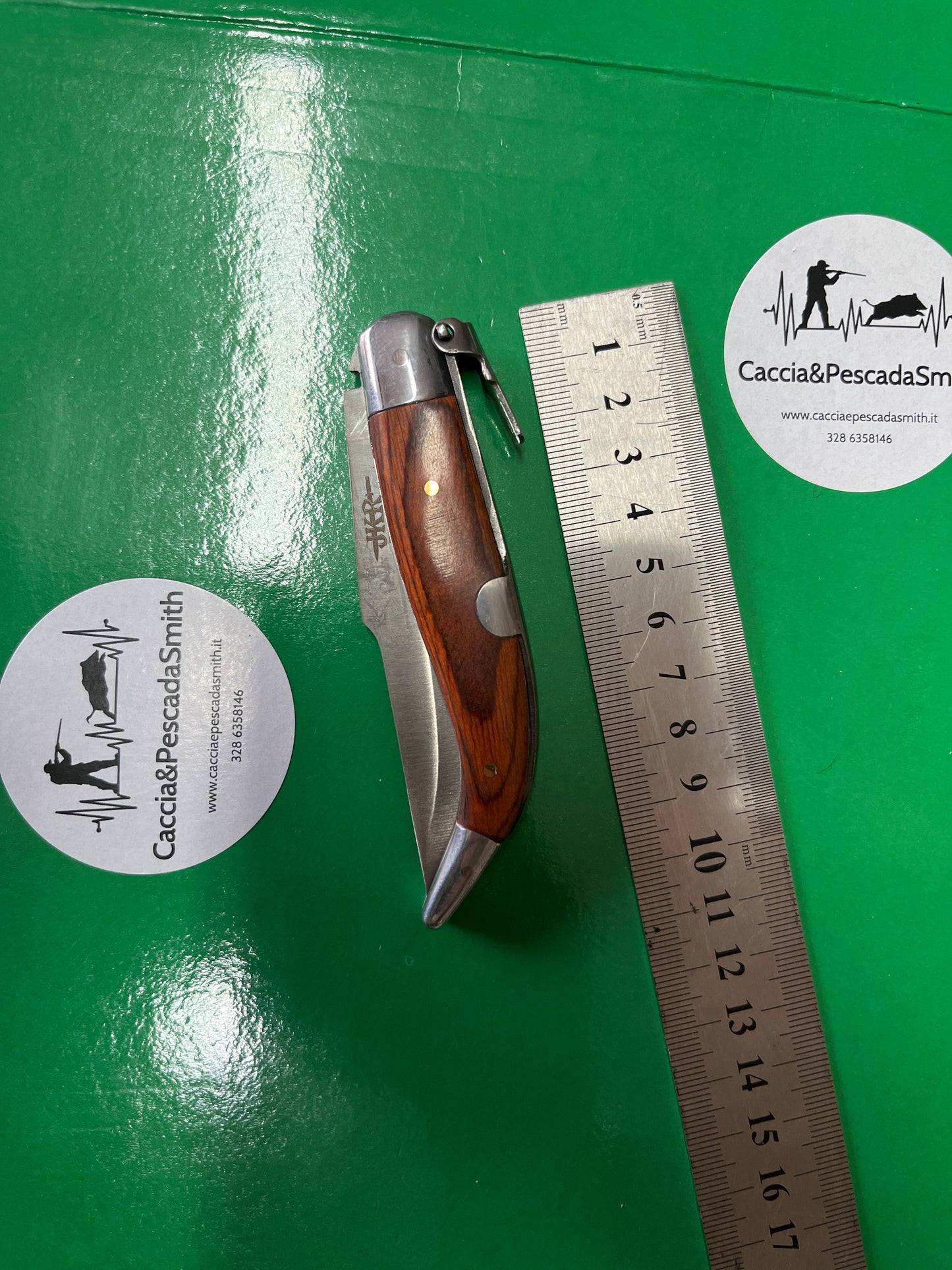 COLTELLO TASCABILE CON MANICO LEGNO TESTINA INOX LAMA 9 CM