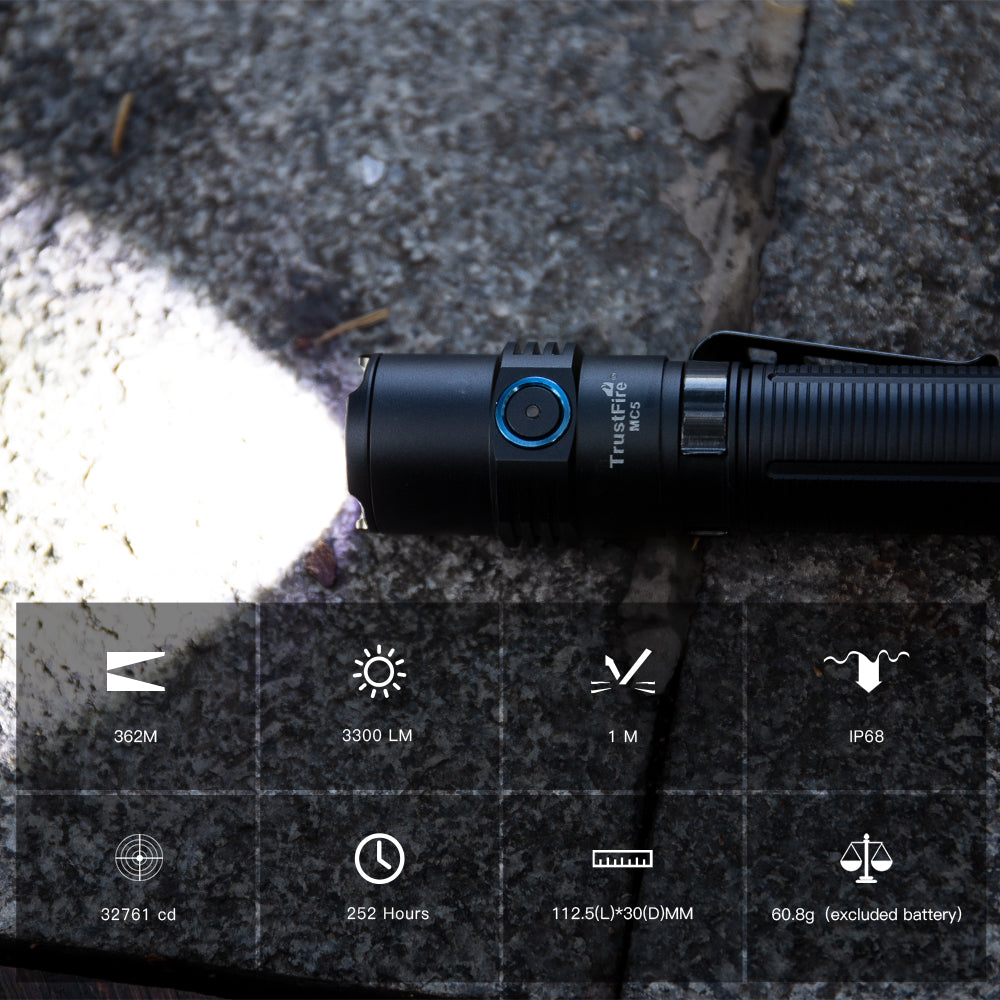 TrustFire MC5 Torcia LED potente da 3300 lumen
